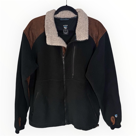 Kuhl Alpenwurx Jacket Men’s Medium Oversized Black Sherpa Fleece Full Zip Hiking